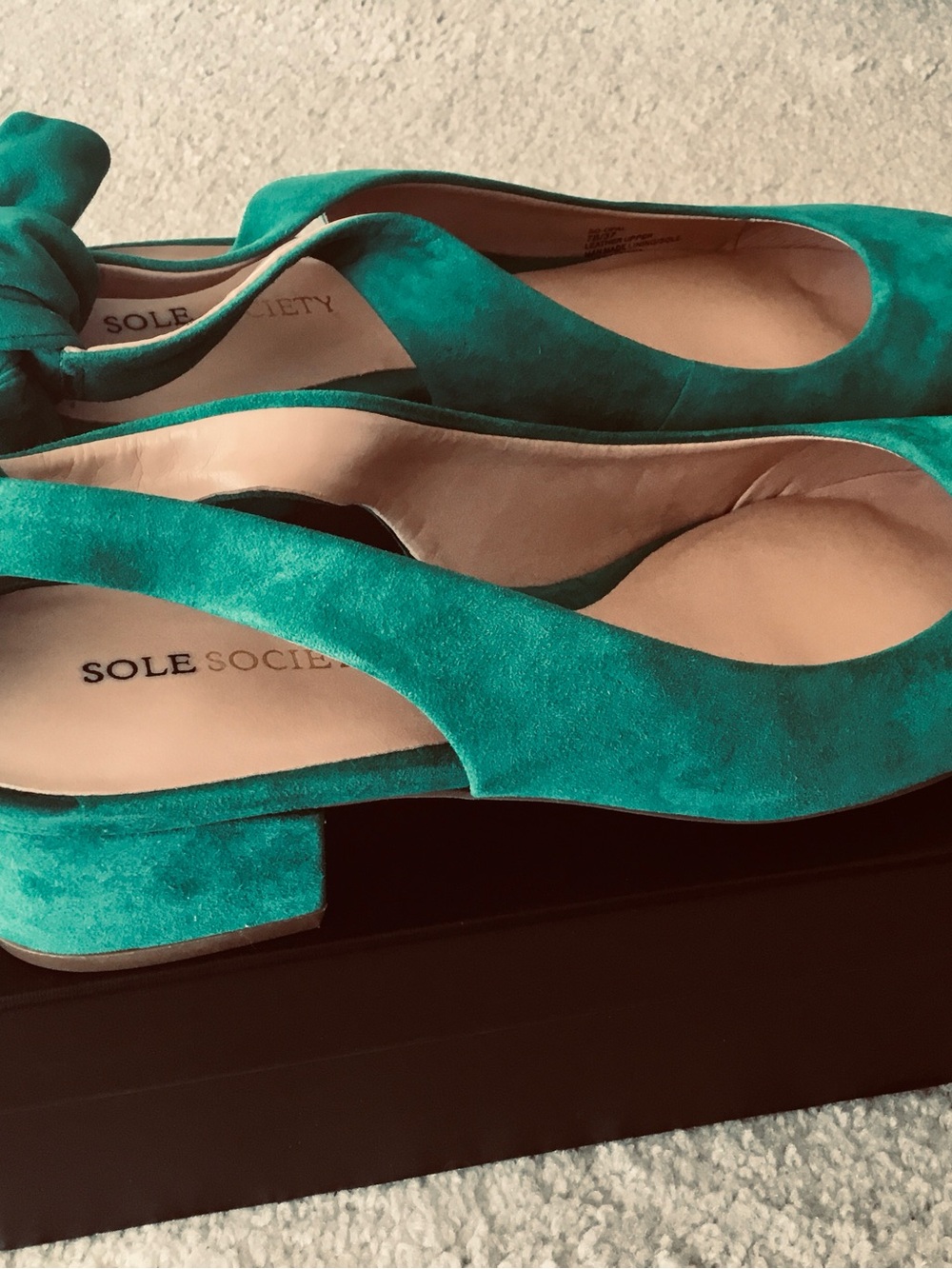 Sole Society Teal Suede Slingback Sandal Pumps